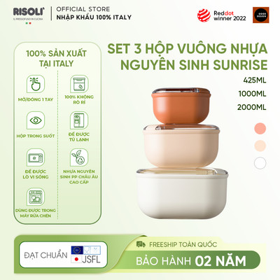Hộp đựng thực phẩm nhựa nguyên sinh Pull Box OMADA made in tại Italy -  màu Sunrise
