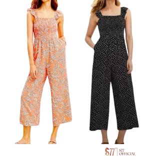 Jumpsuit 2 Dây Lop Smocked Ngực Bo Chun Quần Ống Rộng Vải Rayon Mát Màu Cam Tôn Da S77.SP015026