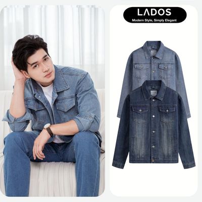 Áo Khoác Jean Nam Jacket Denim Túi Đắp Cao Cấp LADOS-12123 Chất Jean Dày Dặn, Phong Cách, Thời Trang Retro