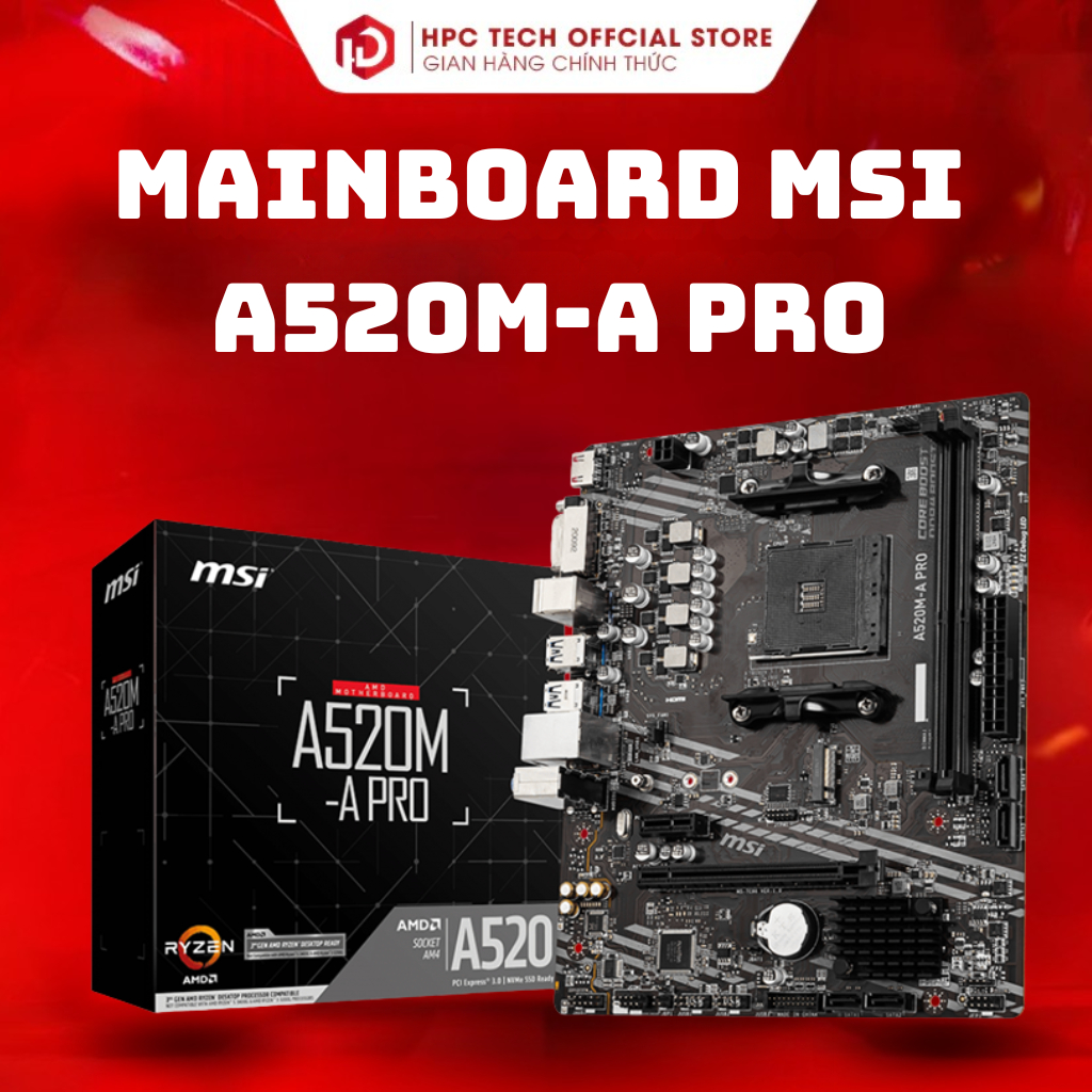 Mainboard MSI A520M-A Pro - Hàng Chính Hãng Bảo Hành 36 Tháng