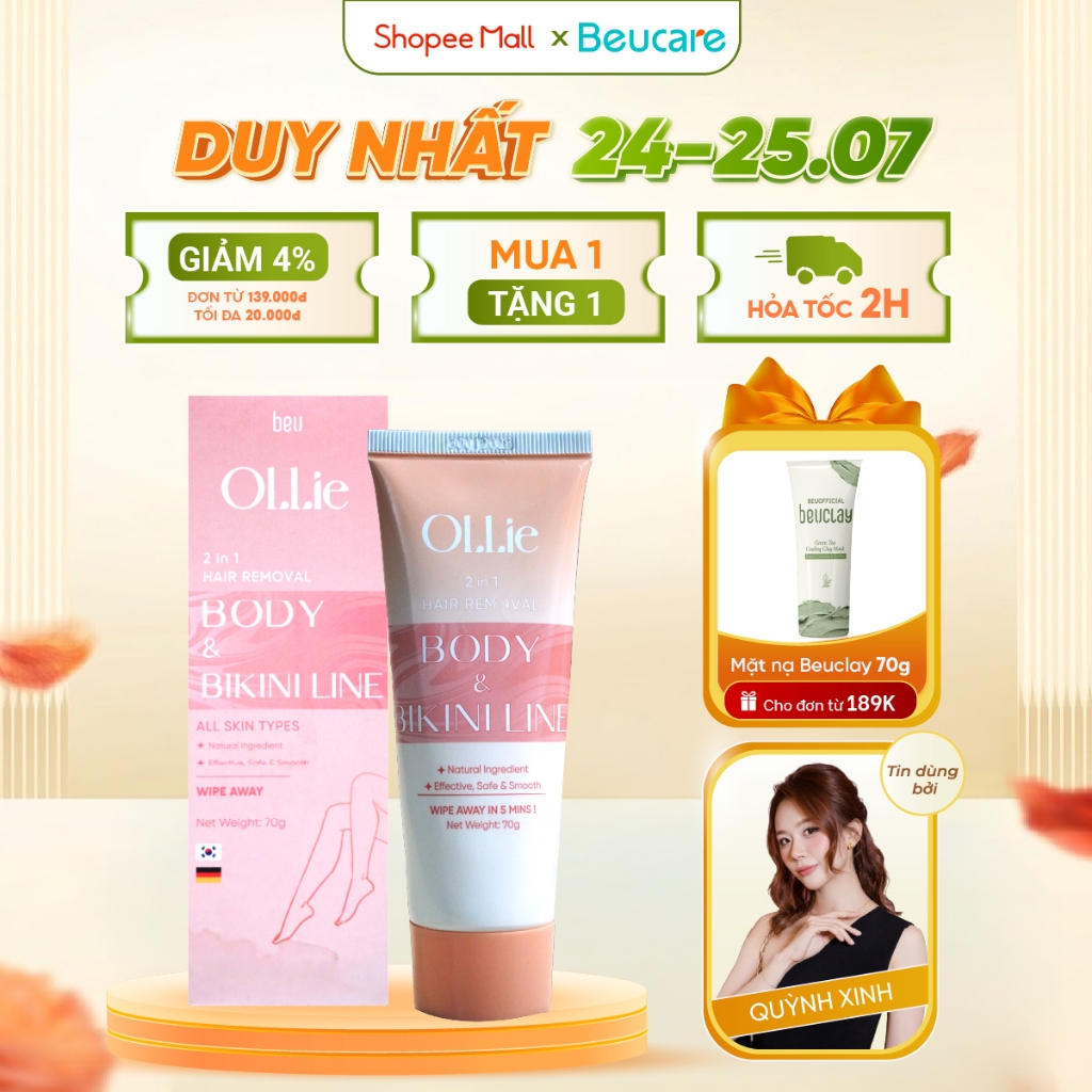 Kem tẩy lông Ollie tẩy vùng kín, nách, tay, chân , an toàn không đau rát, phù hợp mọi loại da