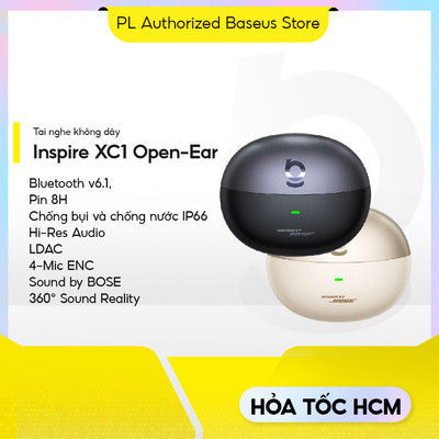 Tai Nghe Không Dây Baseus Inspire XC1 Open-Ear Bluetooth 6.1 Sound by BOSE Hi-Res LDAC 4 Mic ENC