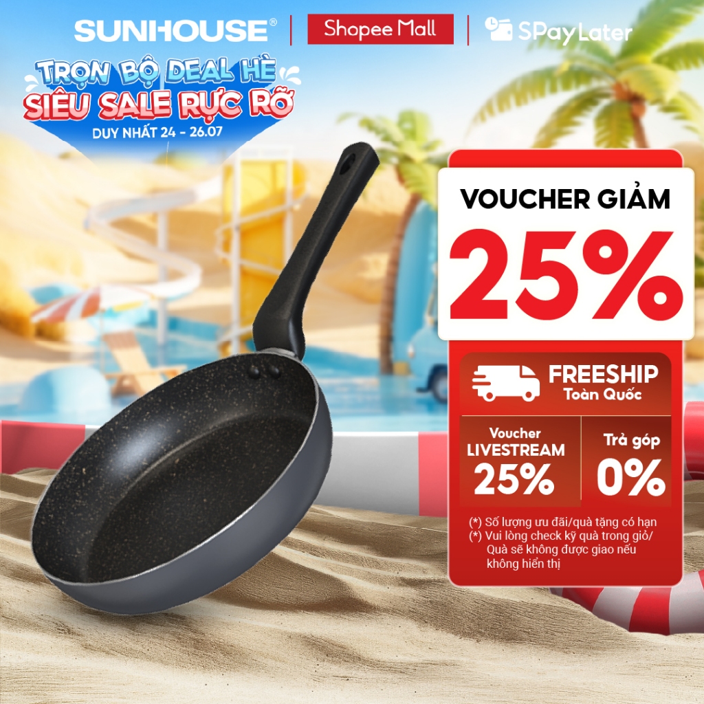Chảo chống dính KHÔNG TỪ Sunhouse CT Plus - Đường kính: 18-20-22-24-26-28-30cm - KHÔNG DÙNG ĐƯỢC TRÊ