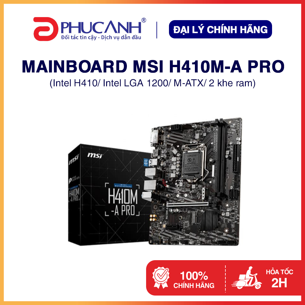 Bo mạch chủ MSI H410M-A PRO Intel H410, Intel LGA 1200, M-ATX - Hàng Chính Hãng, BH 36 tháng