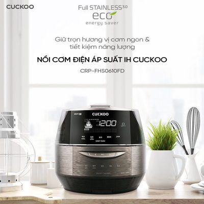 Nồi Cơm Điện Tử Áp Suất Cao Tần Cuckoo CRP-FHS0610FD – 1.08 Lít- Lòng nồi X-Wall Black cao cấp- Nội địa Hàn Quốc