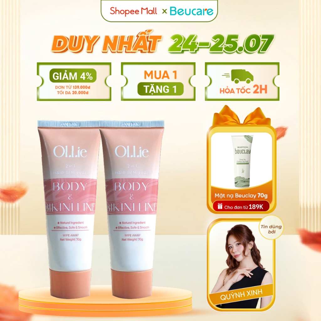 Combo Kem tẩy lông OLLIE , tẩy lông vùng kín, nách, tay, chân 70g