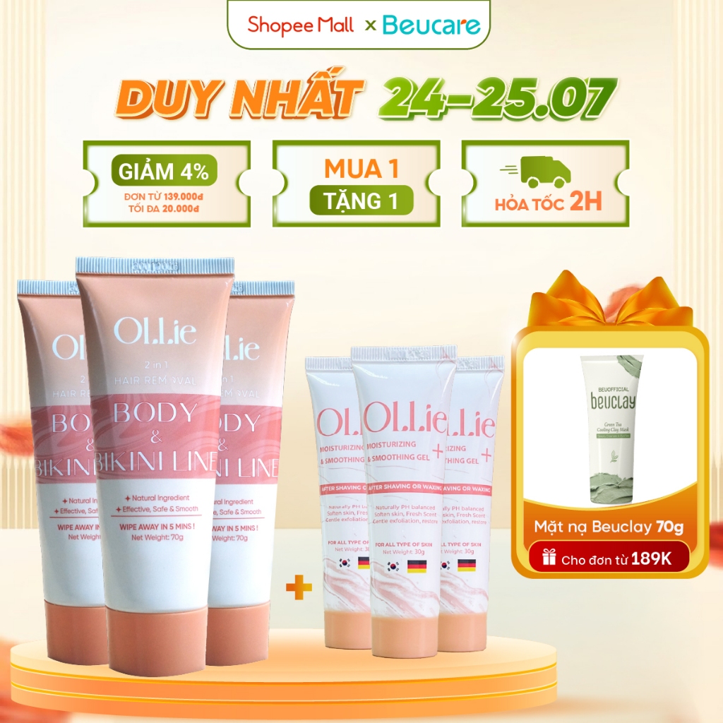 Combo 3kem tẩy lông Ollie + 3 kem dưỡng da làm chậm quá trình mọc lông Ollie