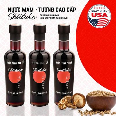 [Tặng 1 tương ăn bún] Combo 3 Chai 250ML Nước Tương Cao Cấp Shiitake Lên Men Từ Nấm Ngọt Đậu Nành