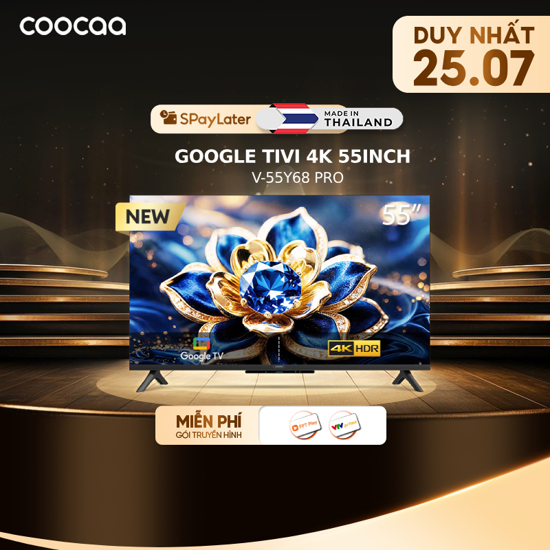 [Miễn phí lắp đặt HN-HCM] Google Tivi QLED Coocaa 55 inch - 55Y68 Pro