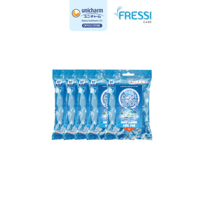 Combo 5 Khăn ướt chăm sóc cơ thể Fressi Cool for body 20 miếng/gói