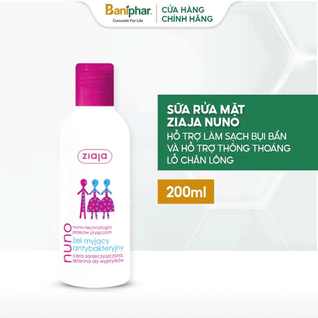 Sữa rửa mặt ngừa mụn Ziaja Nuno cho da dầu và da hỗn hợp, không gây kích ứng 200ml