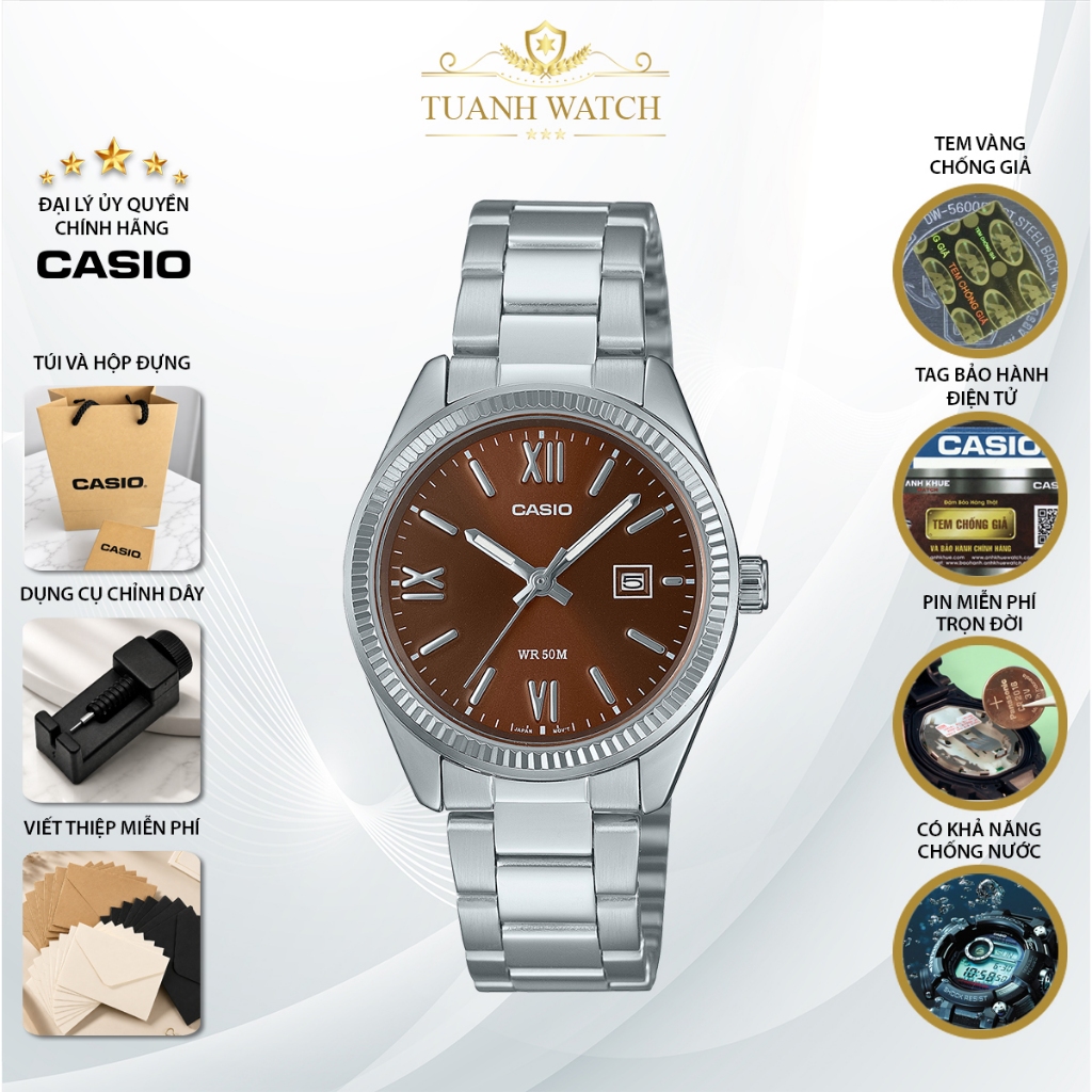 Đồng hồ Casio nữ dây thép LTP-1302DD-5AVDF chính hãng - Bảo hành 1 năm, thay pin trọn đời