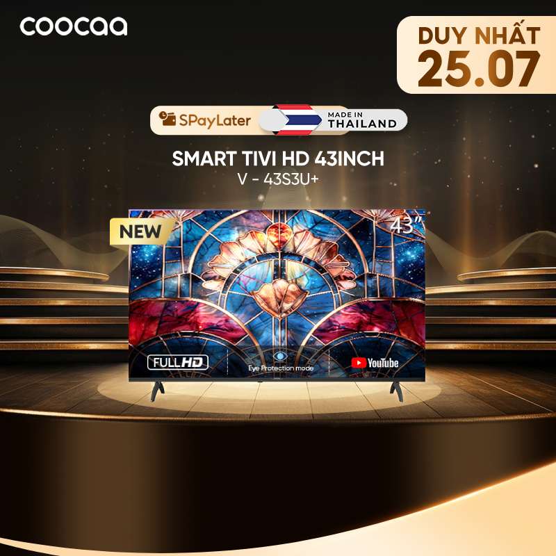 [Miễn phí lắp đặt HN-HCM] SMART Tivi FHD 43 Inch 43S3U+ Coocaa inch - tivi giá rẻ