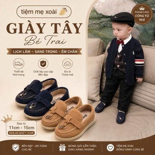 Giày tây da lộn mix mọi oufit cho bé trai nha