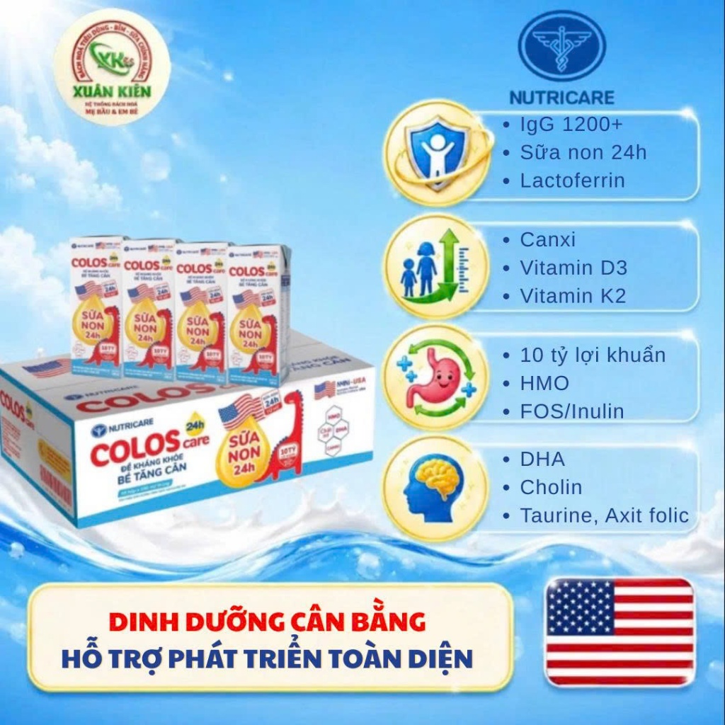 [ColosCare 24h 180ML ] SBPS Nutricare bổ sung Sữa Non & lợi khuẩn giúp đề kháng khoẻ, tăng hấp thu