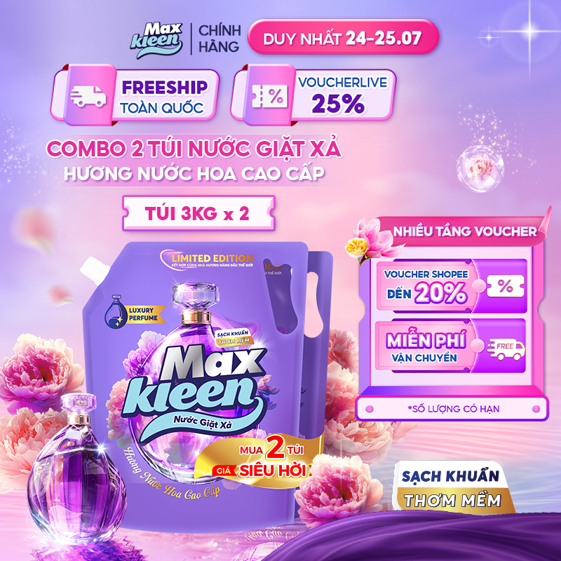 [LIVE] Combo 2 Nước Giặt Xả MaxKleen Hương Nước Hoa Cao Cấp