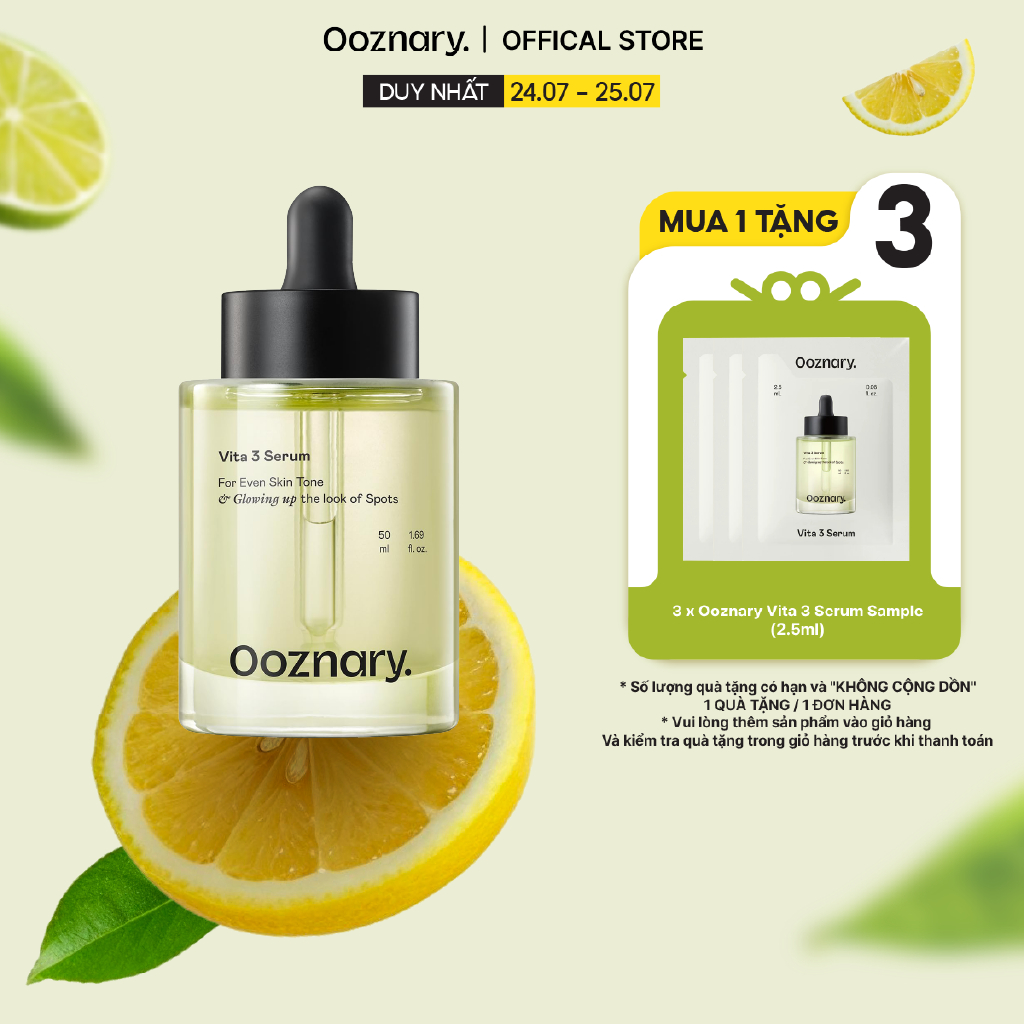 Tinh chất Ooznary Vita 3 Serum 50ml sáng da mờ thâm làm dịu da