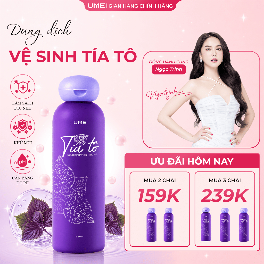 [BEST SELLER] Dung Dịch Vệ Sinh Phụ Nữ Tía Tô UME Làm Sạch Dịu Nhẹ, Khử Mùi Da Nhạy Cảm Dùng Được 150ml