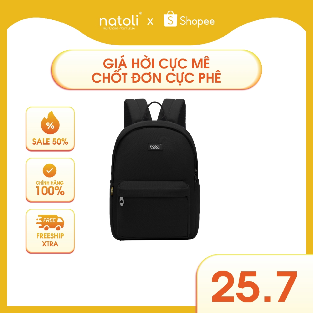 Balo đi học nam nữ thương hiệu NATOLI nhiều ngăn chống nước tốt - Basic Backpack B2