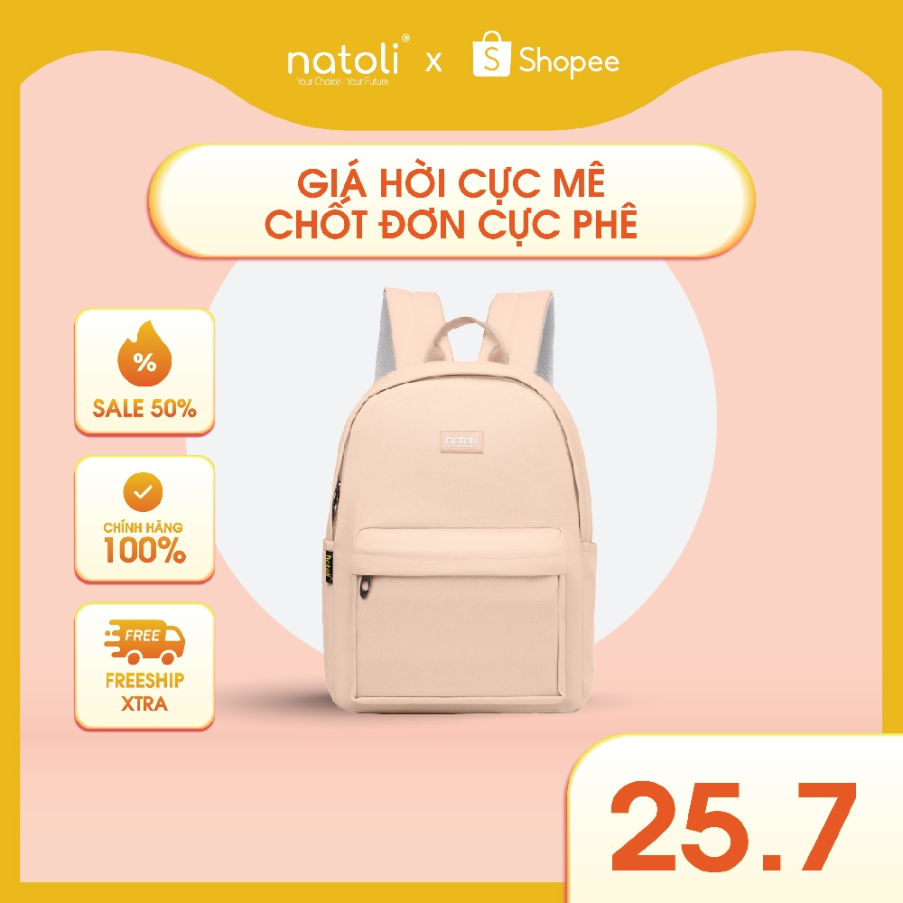 Balo đi học nữ cute NATOLI nhiều ngăn chống nước cao cấp - Basic Backpack B2