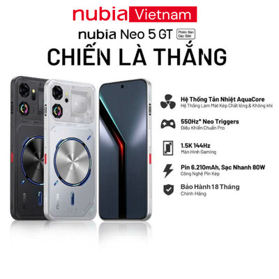 [Siêu phẩm mới] Điện thoại gaming Nubia Neo 5 GT 5G Bản Đặc Biệt 12GB + 256GB Tản nhiệt nước & quạt tản nhiệt vật lý