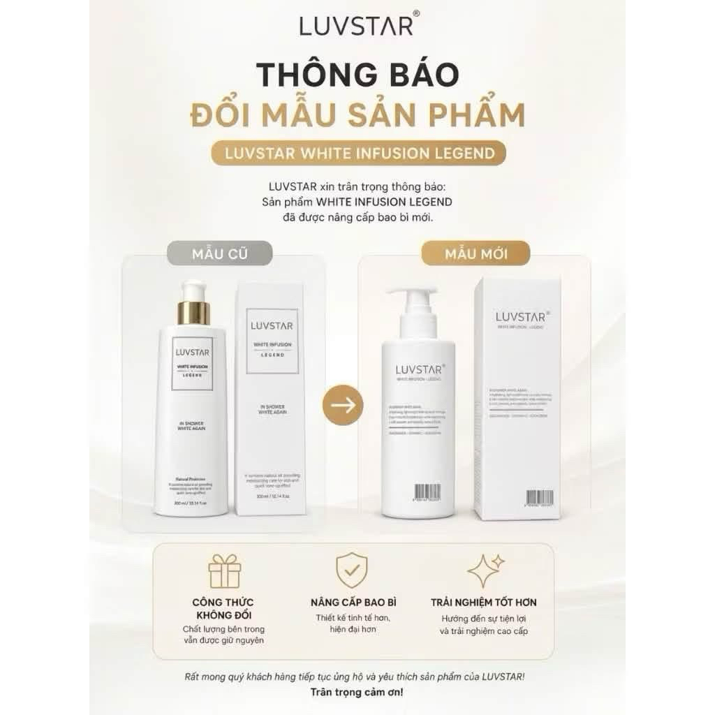 Sữa tắm truyền trắng da Luvstar phiên bản 2026 – Hàn Quốc
