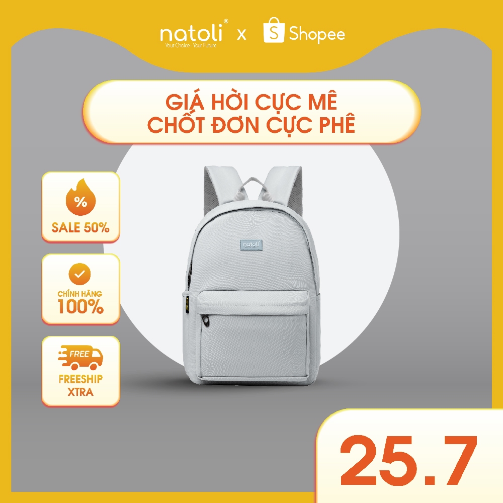 Balo nam nữ đi học chống nước thương hiệu NATOLI nhiều ngăn kháng nước tốt - Basic Backpack B2