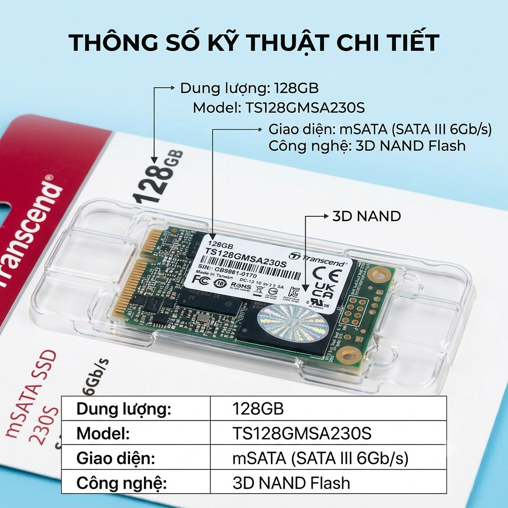 SSD mSATA Transcend 128GB (Like new)