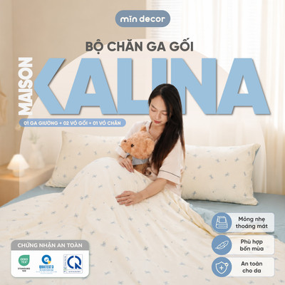 [HOẢ TỐC] Bộ Chăn Ga Gối Maison Kalina Mịn Decor, Ga Giường 1m2 | 1m6 | 1m8 | 2m2 Bo Chun 10-25cm