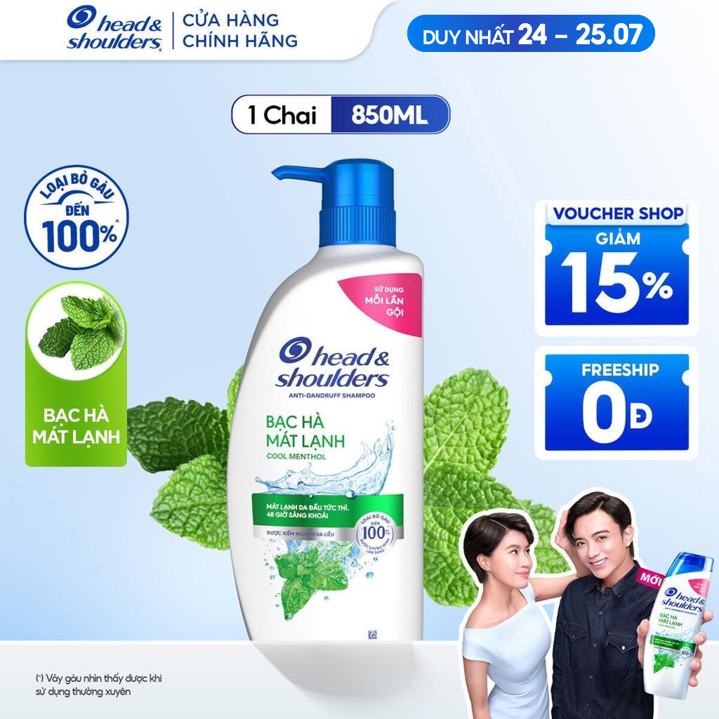 [HEAD & SHOULDERS .] Dầu Gội HEAD & SHOULDERS Bạc Hà Mát Lạnh Chai 850ML