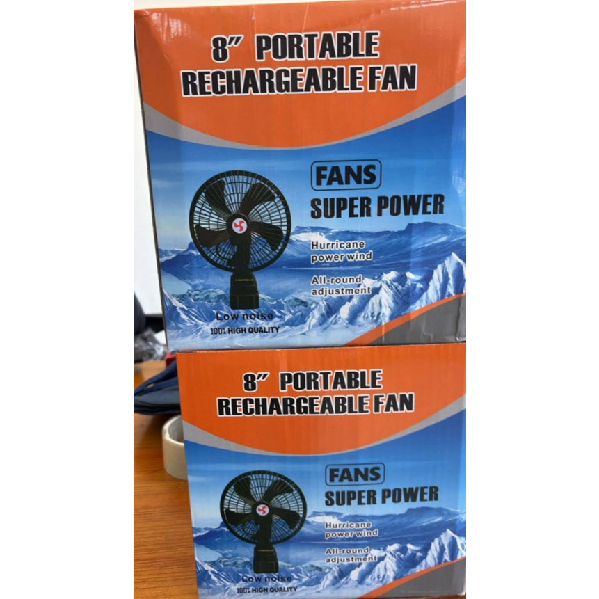 Quạt Tích Điện Mini 8 Inch Portable Rechargeable Fan - Quạt Để Bàn Sạc Pin,  có xoay