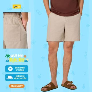 [BST Comfort Me-We] Quần Shorts Nam Đũi YODY Cạp Chun Phối Dây Dệt Sườn MCJT26S002