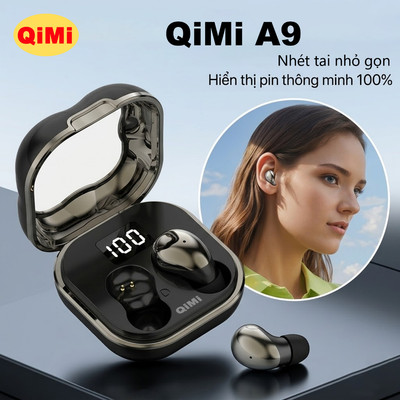 Tai Nghe Bluetooth QiMi A9 - Nhét Tai Nhỏ Gọn, Âm Thanh Hay, Pin Trâu, Màn LED Hiển Thị, Độ Trễ Thấp