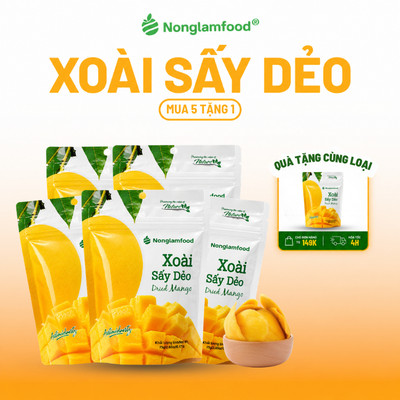 [5 Túi Tặng 1] Combo 5 Túi Xoài Sấy Dẻo NONGLAMFOOD Hàng Loại 1 Chuẩn Xuất Khẩu Hoa Quả Sấy Túi 75g