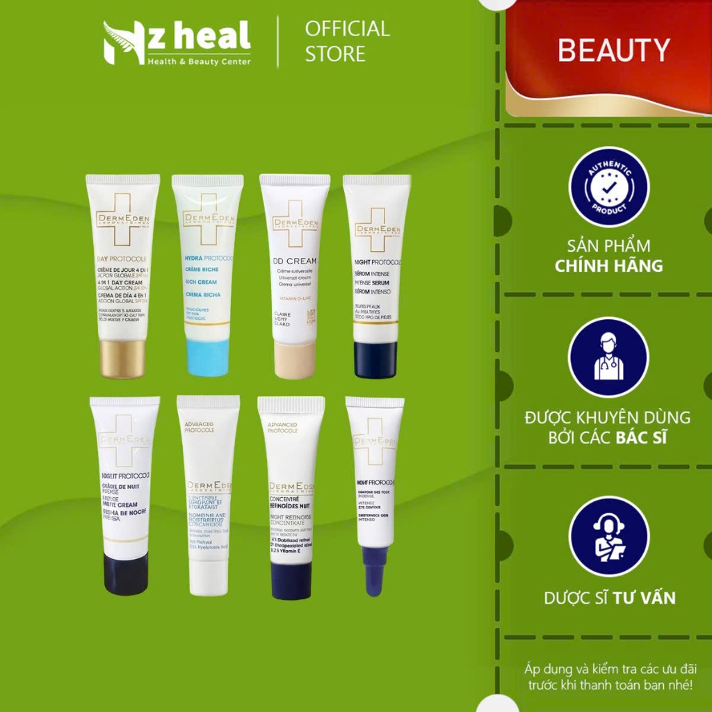 Bộ 8 Dermeden:  Eye Cream + Hyal-Filler + Retinal + 4in1 Day Cream + Night Cream + Night Serum + Ric