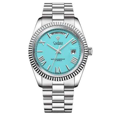 Đồng hồ nam chính hãng Cadisen C8185G-T5 Kính sapphire,Chống nước 100m ,BH 24 tháng,Máy cơ (Automatic),mặt xanh dây thép