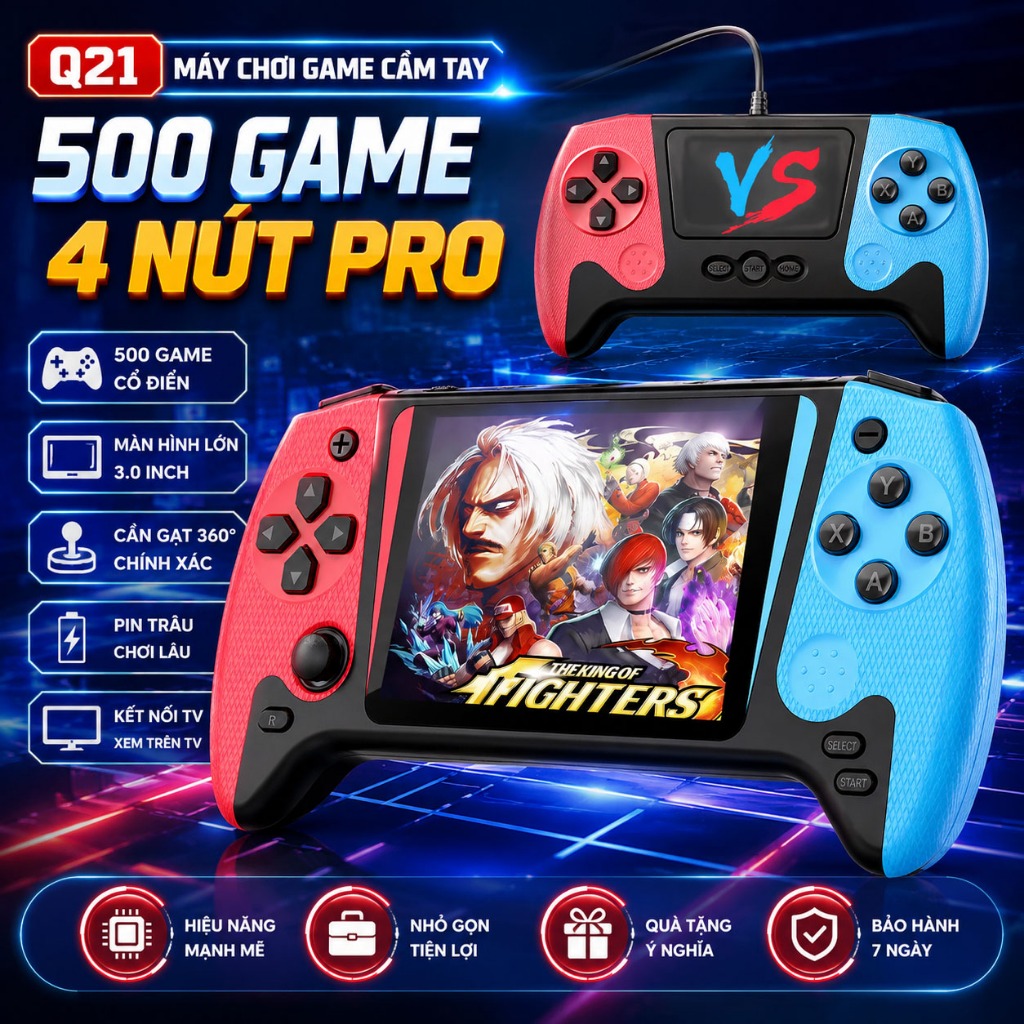 【Giao 24h】Máy chơi game cầm tay Q21, kiểu dáng cổ điển, 500 trò chơi trong một, màn hình HD 3.5 inch