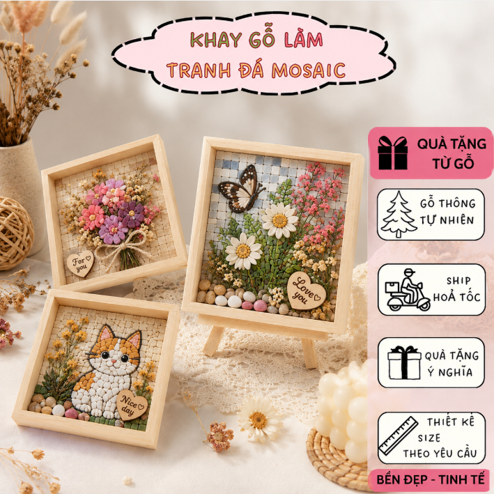 KHUNG GỖ NỔI LÀM TRANH MOSAIC  , LÀM TRANH ĐẤT SÉT SÁNG TẠO
