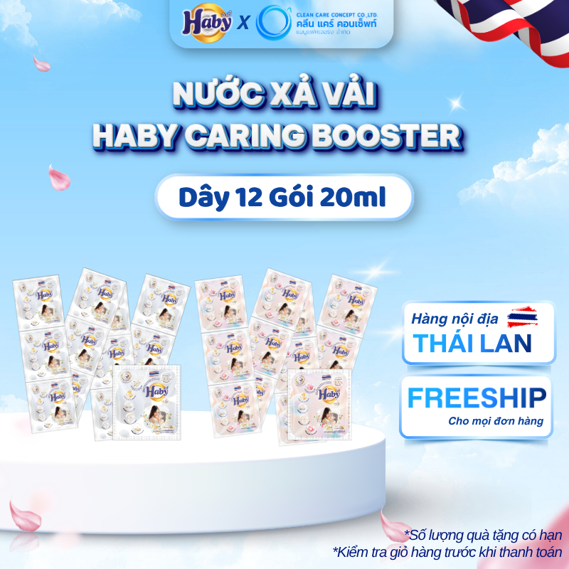 [QUÀ TẶNG KHÔNG BÁN] Nước xả HABY Caring Booster – Dịu nhẹ, hương hoa Nhật Bản | Dây 12 Gói - Gói 20ml