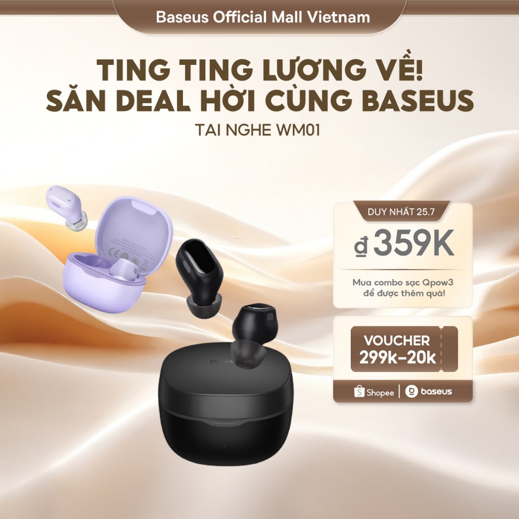 Tai Nghe Baseus Wm01 Tws Bluetooth 5.3 Không Dây Chống Thấm Nước Chống Ồn Và Phụ Kiện
