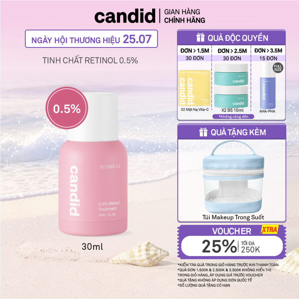 Tinh chất Retinol 0.5% Hỗ Trợ Cải Thiện Nền Da CANDID 0.5% Retinol Treatment 30ml