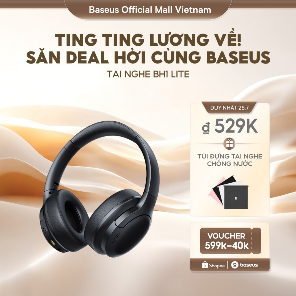 Tai Nghe Baseus Bass BH1 Lite Bluetooth 6.0 App Thông Minh Chống Ồn ENC Chơi Nhạc 80 Giờ