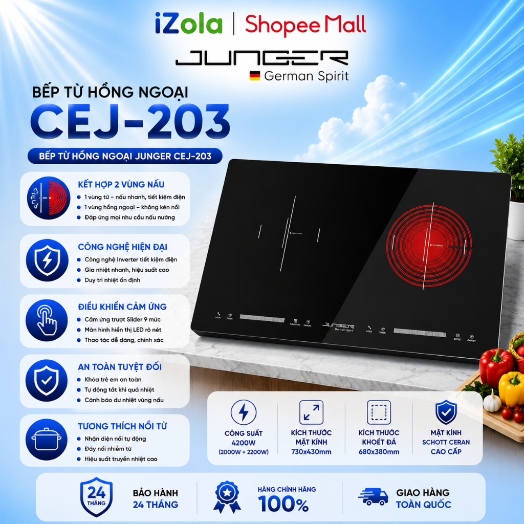 CEJ-203 - Bếp từ hồng ngoại Junger CEJ-203 - Hàng chính hãng