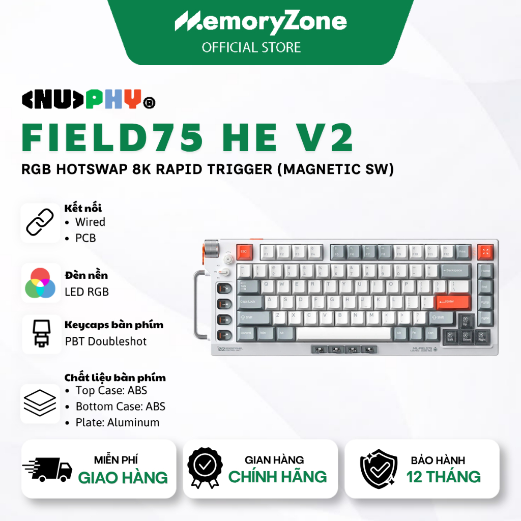 [CHÍNH HÃNG] Bàn phím cơ NuPhy Field75 HE V2 RGB Hotswap 8K Rapid Trigger (Magnetic Sw) - Bảo hành 1