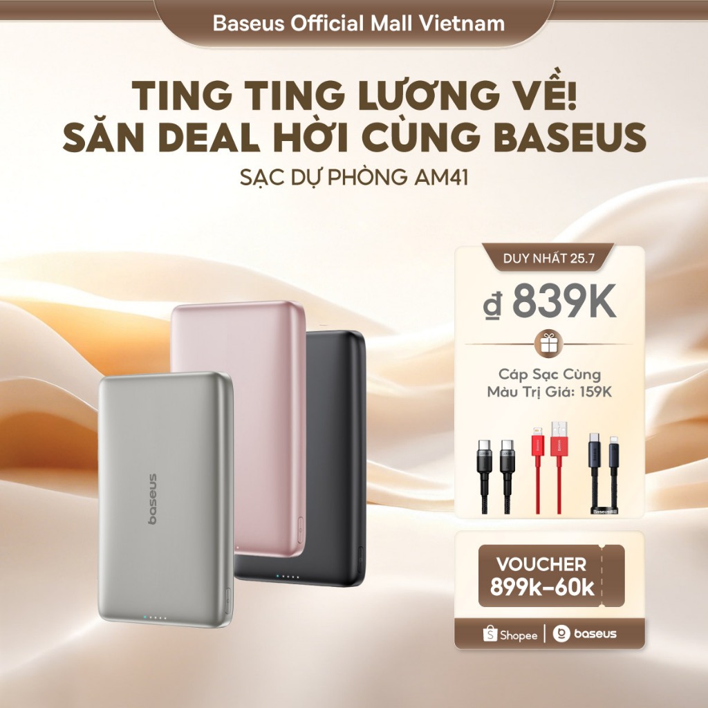 [Sạc Dự Phòng Siêu Mỏng Như Thẻ] Baseus PicoGo AM41 Titan Ultra-Slim Magnetic PowerBank 10000mAh 27W