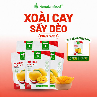 [5 Túi Tặng 1] Combo 5 túi Xoài muối ớt sấy dẻo túi 100g Nonglamfood, Ăn vặt đẹp da, Ăn vặt văn phòng
