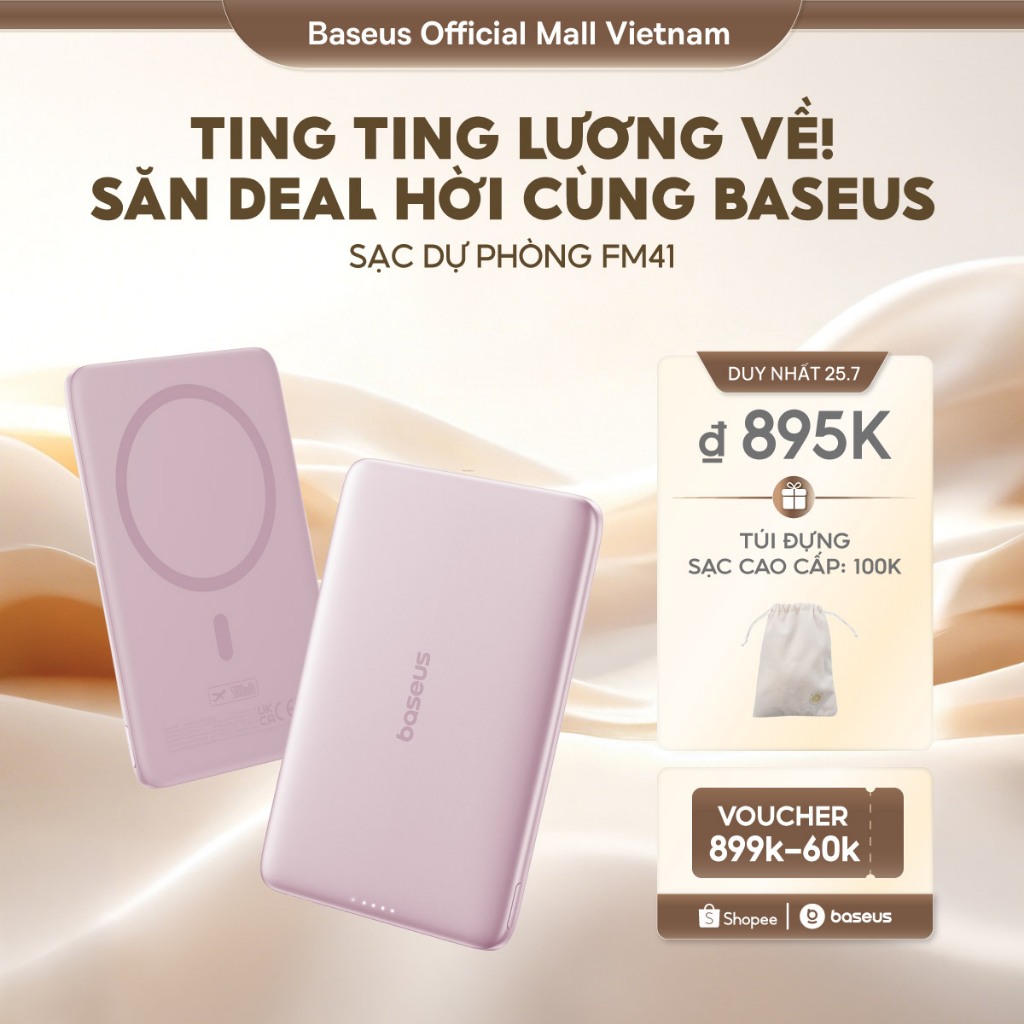 Sạc Dự Phòng Baseus EnerFill FM41 20000mAh 20W Từ Tính Mini - Sạc Nhanh Cho "Quả Táo", Hút Chắc, Combo Kèm Cáp Type C·