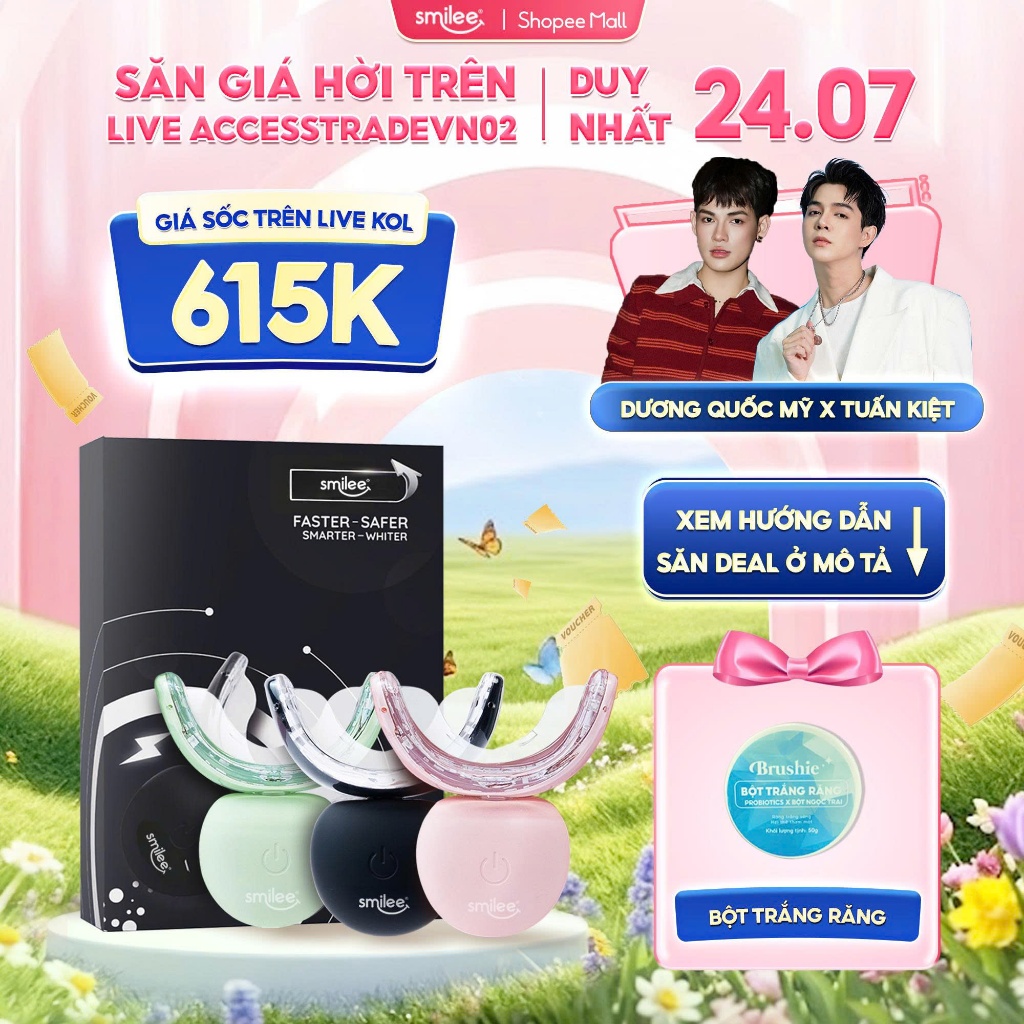 [GIÁ 574K LIVE DIỆP LÊ] Bộ Kit Trắng Răng Smilee Extra Tẩy Trắng Răng Tại Nhà An Toàn Hiệu Quả Nâng 2-6 tone KOL