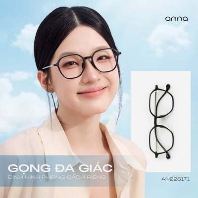 Gọng Kính Thời Trang Nam Nữ ANNA Dáng Đa Giác Chất Liệu IP Titan Cao Cấp AN228171