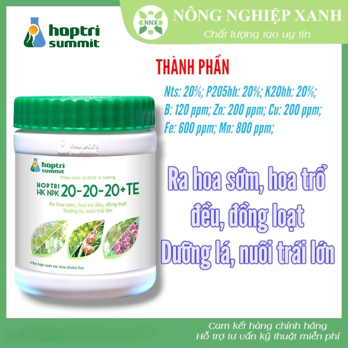 Hợp Trí HK NPK 20-20-20+TE hộp 250gr (Dưỡng lá, nuôi trái lớn)